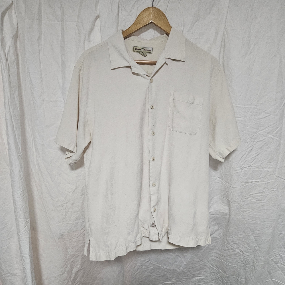 Tommy Bahama Men's Off-White Casual Pattern Button Down Shirt